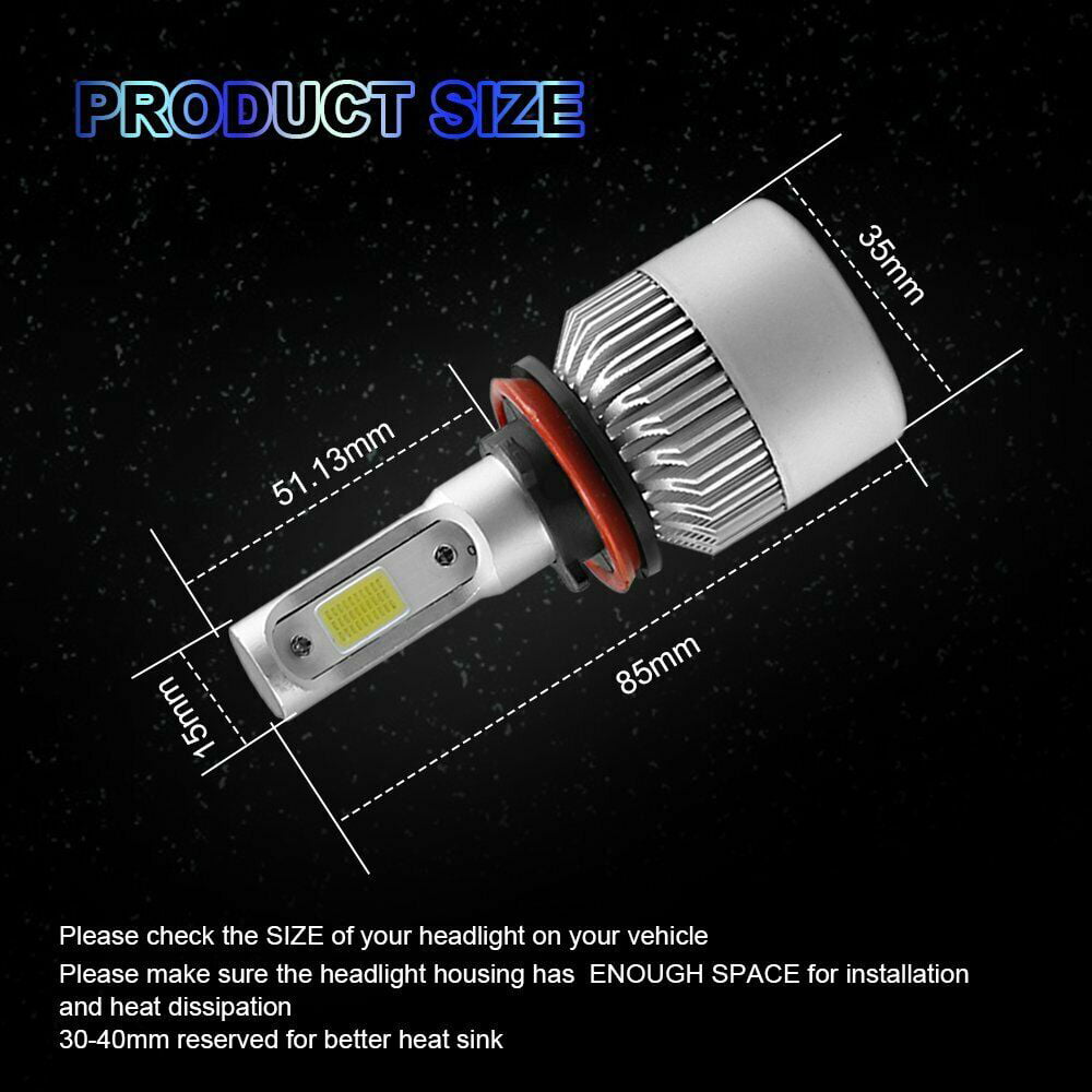 LED Headlight Kit H11 H8 H9 800W 120000LM Plug&Play Pair Bulbs CREE 6500K White