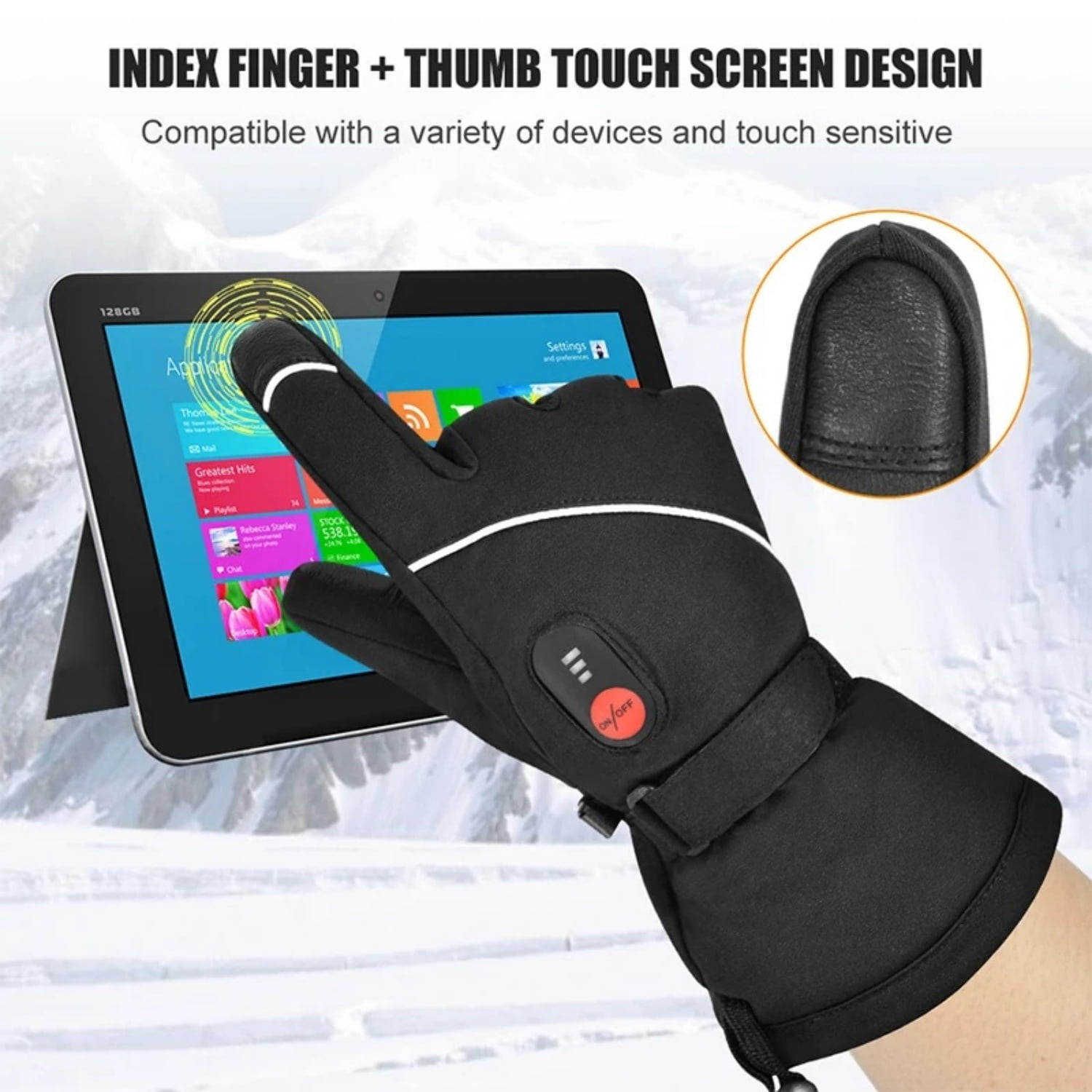 SAVIOR HEAT Heated Gloves for Men Women, Rechargeable Electric Heated Leather Skiing and Snowboarding Gloves