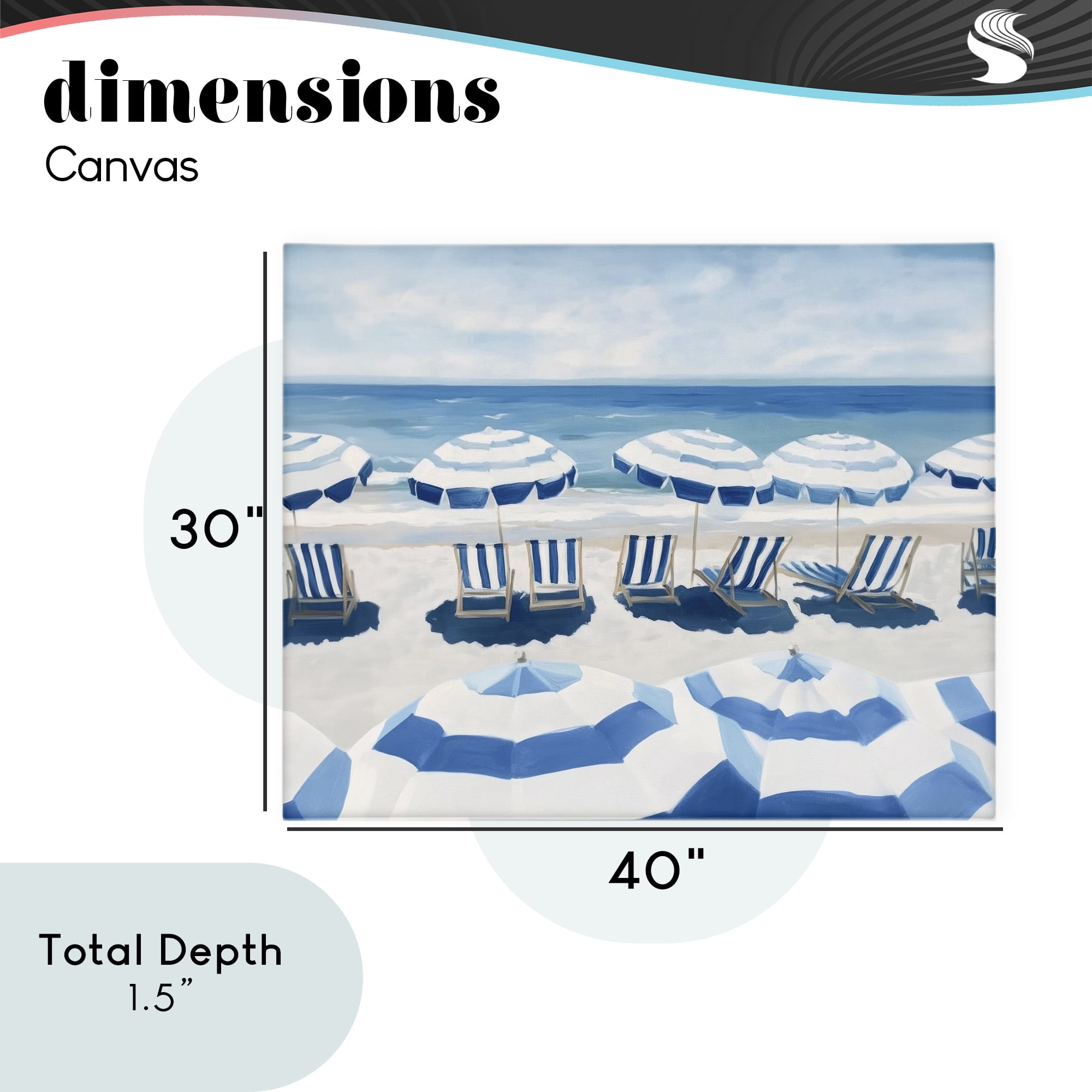 Stupell Industries Beach Nice Blue Striped Umbrellas Canvas Wall Art, design by Sisi and Seb