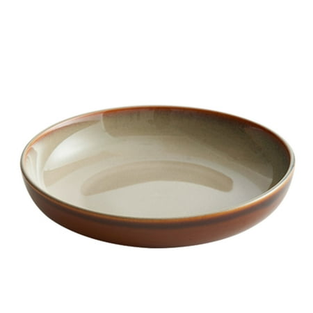 

Qeeadeea Ceramic Soup Plate. Stackable Pasta Plate 18cm Deep Salad Plate Microwave And Oven Safe.-brown-500ml 17oz