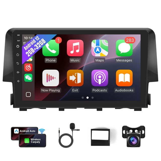 Radio de coche Leadfan para Honda Civic 2016-2021 con CarPlay Android Auto inalámbrico, pantalla tác