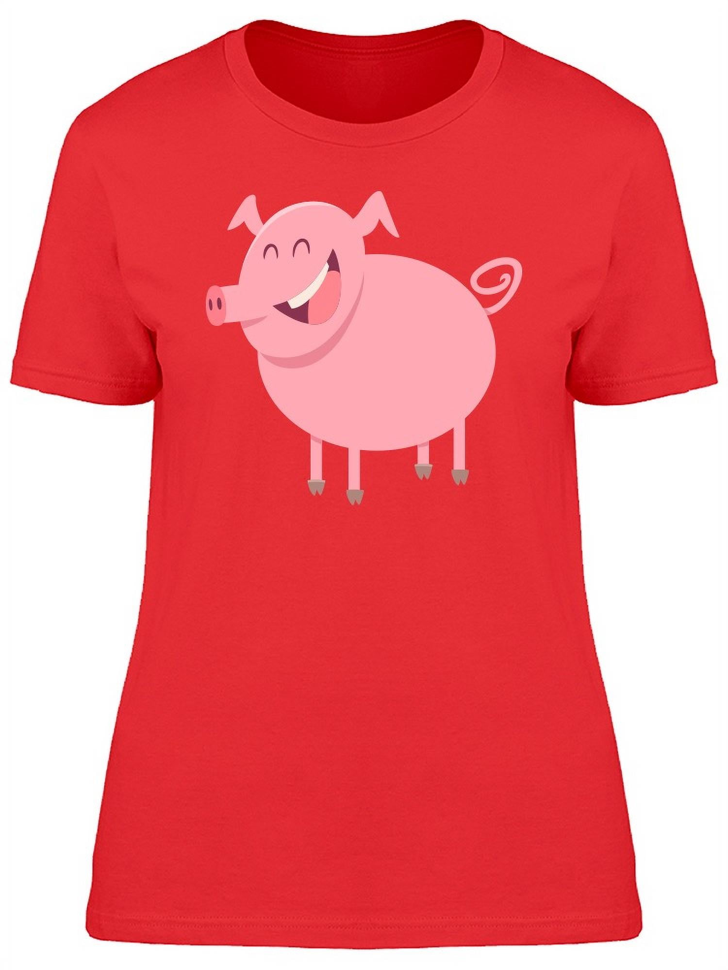 Lovely Happy Cartoon Pig T-Shirt Women -Image by Shutterstock