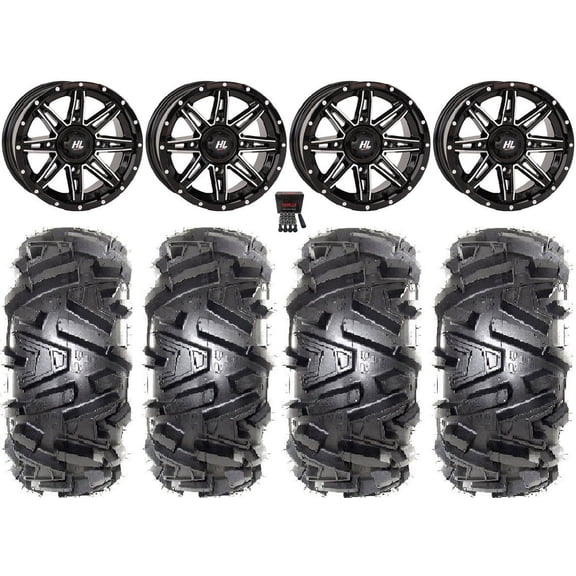 High Lifter HL22 14" Wheels Machined 26" Moto MTC Tires Can-Am Commander Maverick Renegade Outlander Defender