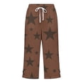thumbnail image 5 of Women's Cotton Loose Straight Pants with Pockets, Mid Elastic Waist Drawstring, Side Slits Buttoned, Casual Business Beach Lounge Capri Pants | VerBelle,Brown 2XL, 5 of 6