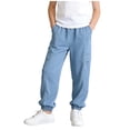 thumbnail image 2 of IFNWSV Girls Jeans Tencel Thin Summer Lyocell With Bow Lace Wide Leg Flare Light Blue 9-10 Years, 2 of 7