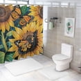 thumbnail image 7 of Patifu Sunflowers Butterfly Bathroom Decor Set with Hooks, Graphic Print Polyester Stylish Washable Shower Curtain for Bathroom, 100% Polyester Fiber, Pack of 1 36"x72, 7 of 7