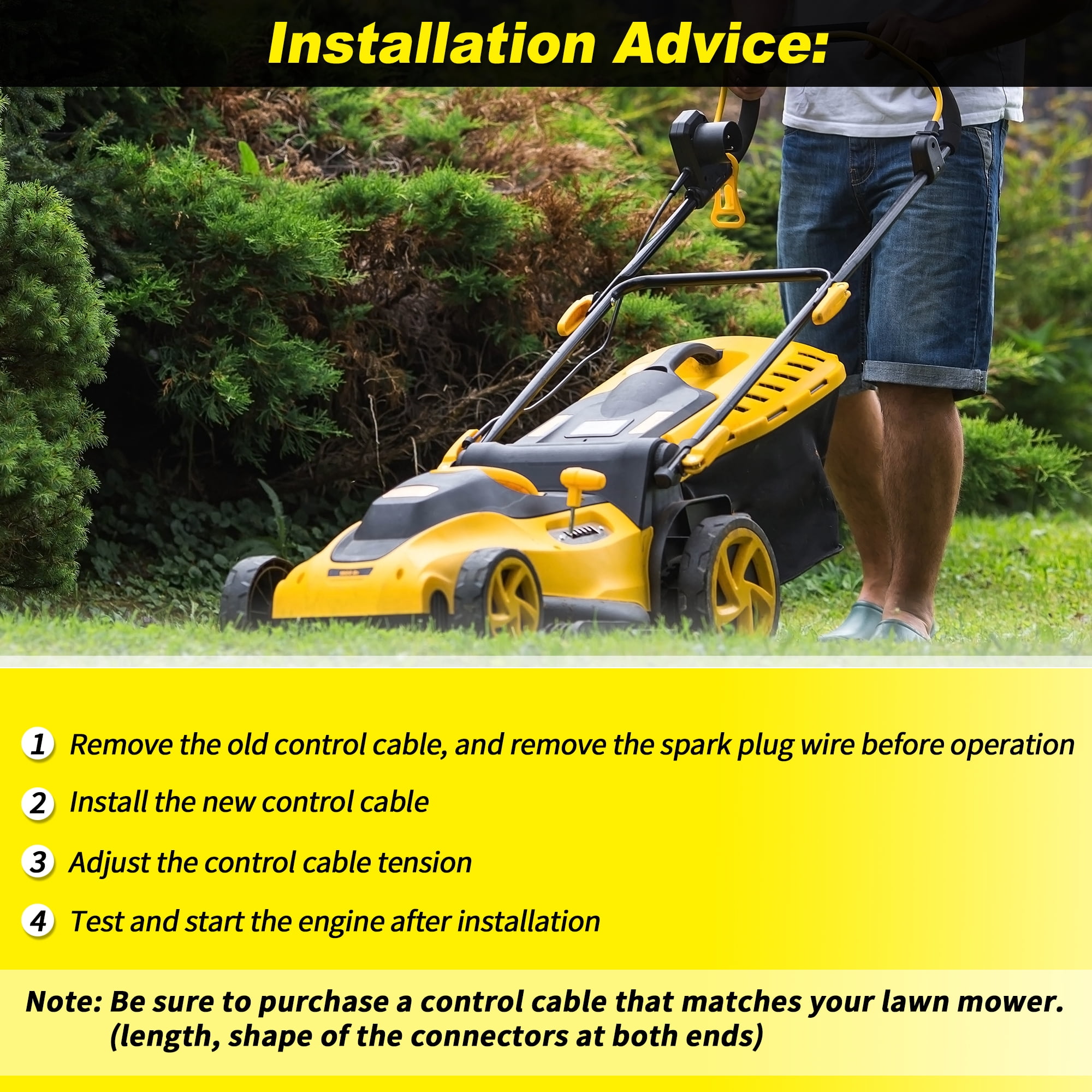 Unique Bargains Throttle Control Cable for Cub Cadet Push Mower Models