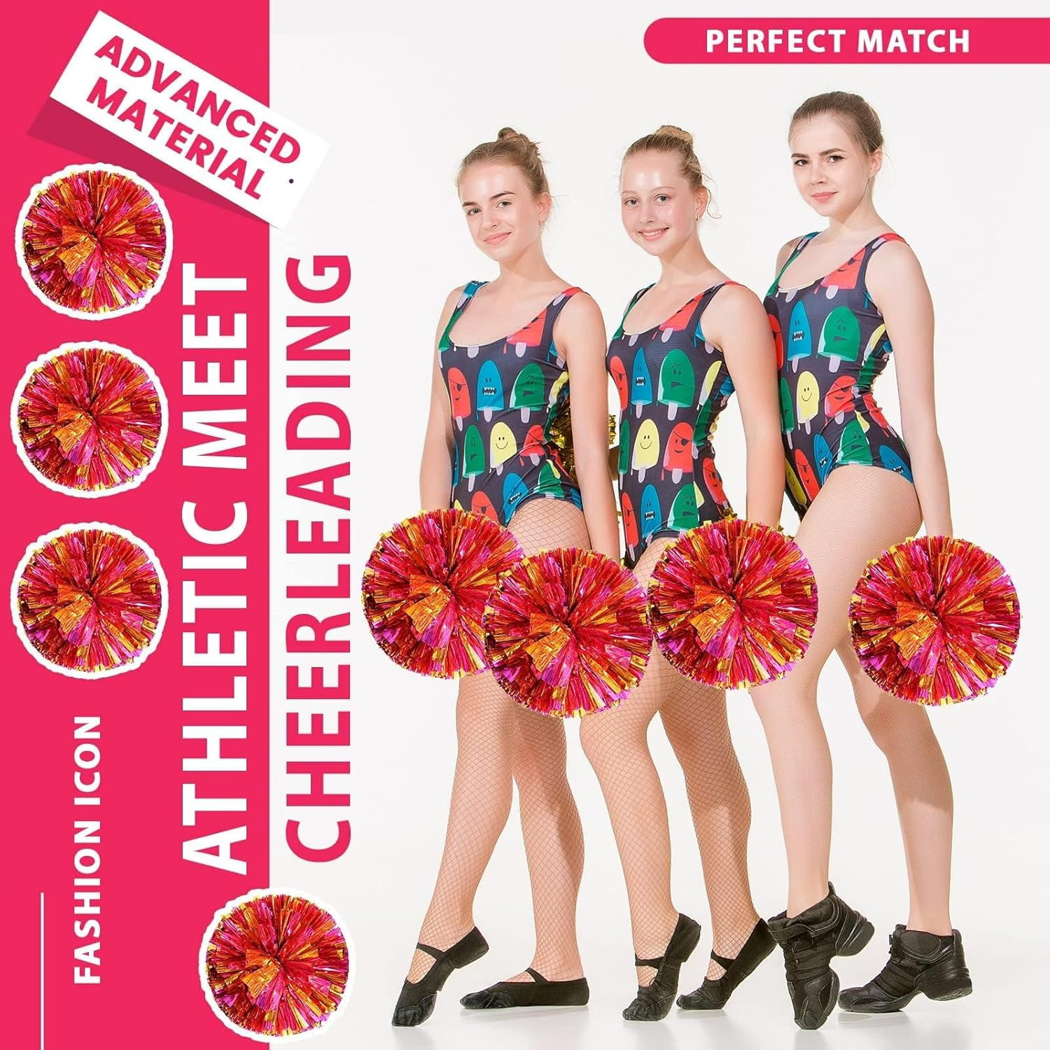 Zhangyh Pom Poms Cheerleading,Fluffy Cheerleader Pompoms with Finger Friendly Ring,Metallic Pom Poms Cheerleading for Celebration (Blue, 4 Pack)