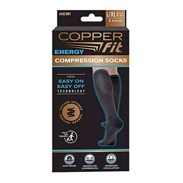 Calcetines de compresión Copper Fit unisex negros S/M (2 pares)
