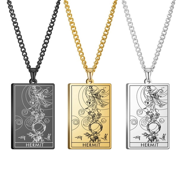 Dawapara-Juego de cartas de Tarot, collar con colgante, tarjetas de Tarot de Arcana mayor, joyería de acero inoxidable Fivean unisex