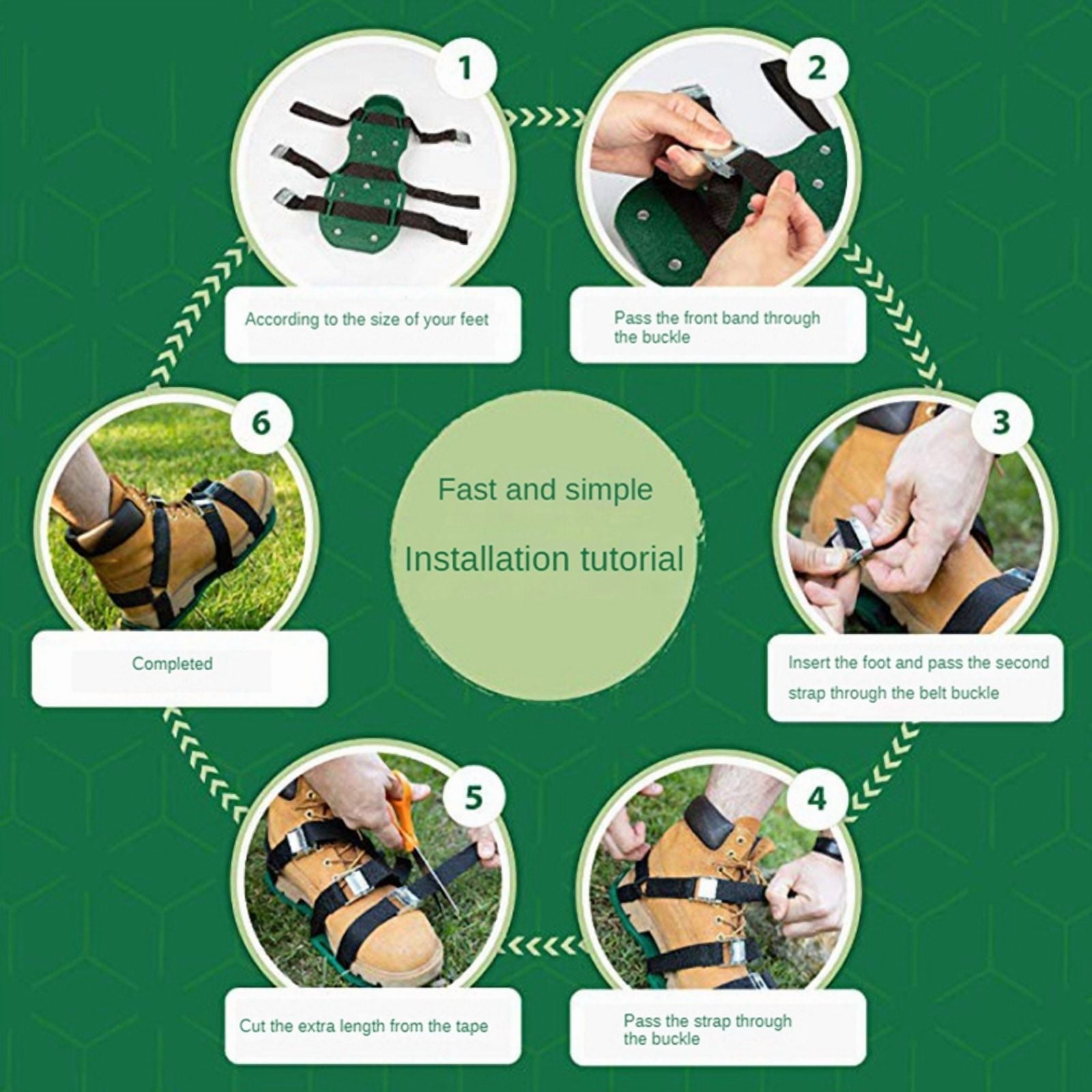 Garden Grass Scarifying Shoes Lawn Spikes Scarifying Shoes Self-Leveling Epoxy Tools Lawn Punch Shoes