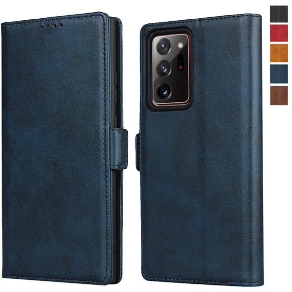 Galaxy Note 20 Ultra Wallet Case,Premium PU Leather Flip Folio Case with Card Slot,Stand Holder and Magnetic Snap TPU Shockproof Interior Case for Samsung Galaxy Note 20 Ultra 5G,6.9" Navy Blue