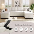 thumbnail image 4 of Modern U-Shaped Sectional Sofa Bed with Storage, USB Ports, Teddy Fabric Upholstery, Curved Armrests, Dual Chaise Lounges, 107" Beige Sleeper Couch for Living Room, 4 of 9