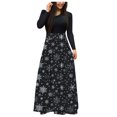 thumbnail image 1 of Robe Maxi à Imprimé de Noël pour Femmes, Manches Longues, Longue Robe Maxi, Robe Décontractée pour Dames, 1 of 2