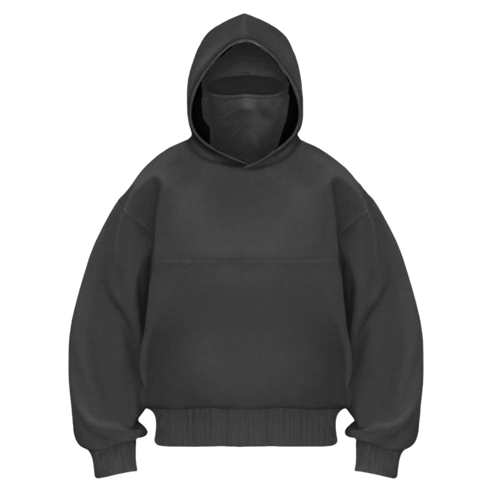 idosla Balaclava Ninja Hoodie with Built In Balaclava Unisex Women Long Sleeved Warm Pet Pocket and Winter Streetwear Sportswear Hoodies (Grey, S)