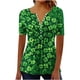 thumbnail image 3 of TaTaai Women's St. Patrick's Pullover Top, Soft Breathable Cotton, Loose Fit, Short Sleeve V-Neck, Ruching Button, Printed, Casual Holiday Daily Spring Summer Outings Multi-Color Gift, 3 of 5