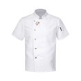 thumbnail image 3 of Abrigo de Chef para hombre y mujer, uniforme de cocina para restaurante, panadería, Ropa de Trabajo, ropa con cuello levantado, Tops con botones de Bordado de letras, 3 of 5