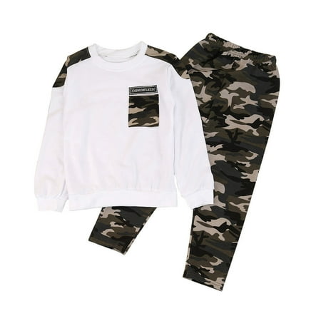 

Actoyo Kids Boy Girl Camouflage Sweatshirt Outfit Set Tops + Pants Clothes 1-12T
