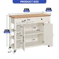 thumbnail image 4 of Wooflex 45" Kitchen Island Cart with Storage, Adjustable & Open Shelves, Distressed Oak Top, Swivel Casters, Mobile Multi-Functional Kitchen Storage for Dining Room, 4 of 9