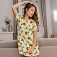 thumbnail image 3 of Wukai Vintage White Polka Dot Sunflower Print Women's Loose Short Sleeve Nightgown, Soft Sleep Dress for Comfortable Relaxation, Casual Lounge Wear, 3 of 6