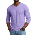 thumbnail image 1 of Dwelliawo Long Sleeve Shirts for Men T-Shirts V Neck Moisture Wicking Soft Casual Basic Tee Fall Spring Light Purple 3XL, 1 of 6