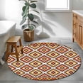 thumbnail image 4 of Boho Round Rug 3ft Washable Circle Entryway Rugs Non Slip Abstract Geometric Ethnic Bohemia Textured Area Rug Indoor Floor Carpet for Bedroom Kitchen Living Room Home Office Dining Room Nursery, 4 of 8