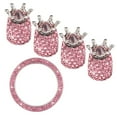 thumbnail image 1 of 5PCS/Set  Crown Shape Rhinestone Car Start Key Tire Dust Caps Decoration Auto Stem Caps Ignition Button Ring (Pink), 1 of 6