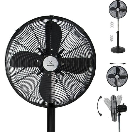

Westinghouse 16 Retro/Vintage Metal Fan with Adjustable Base Height of 37 - 51.5 - 90° Oscillation and 3 Speeds - Ideal fans for home floor fan room fan bedroom fan Black