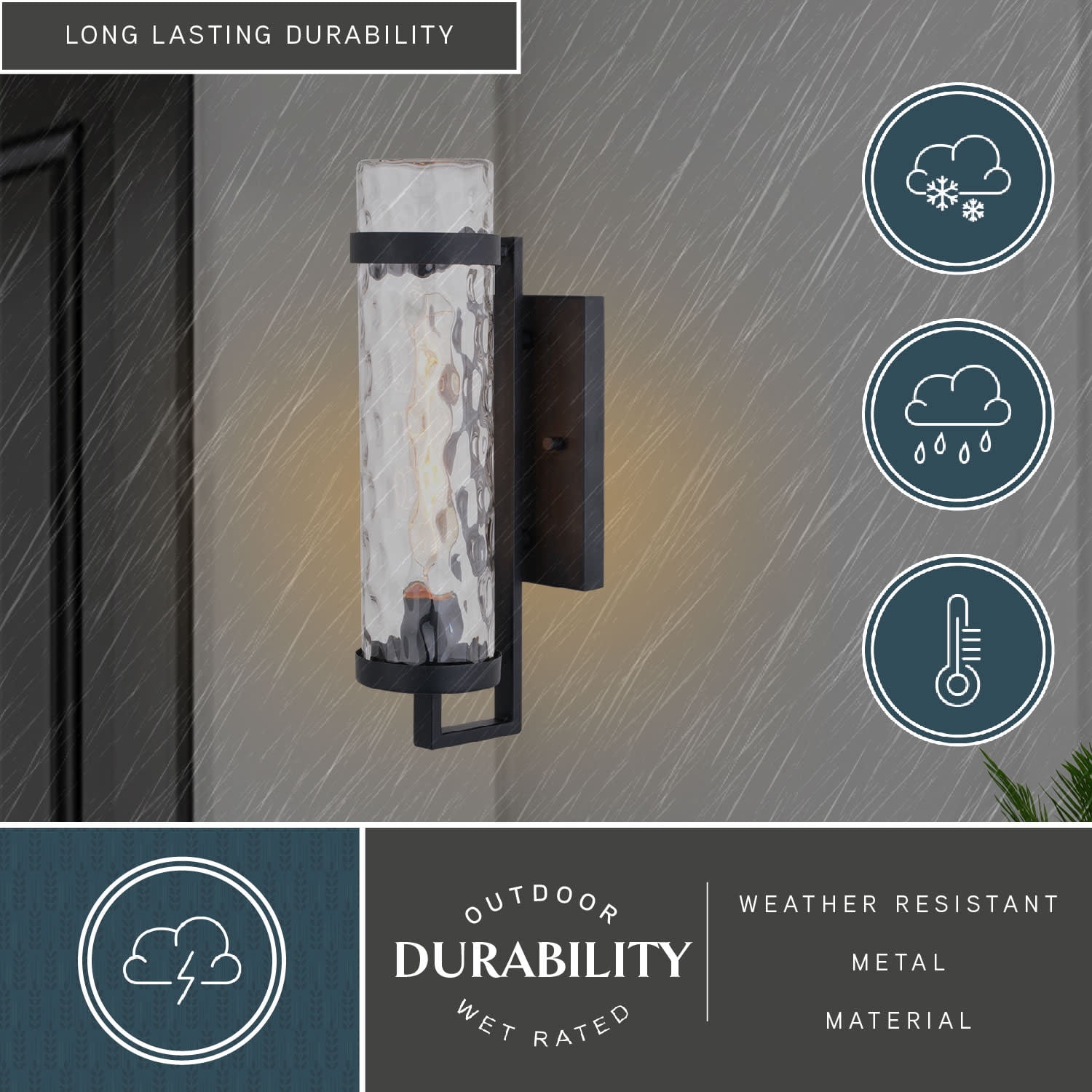 Seymour 1 Light Textured Black Transitional Outdoor Wall Lantern Clear Glass