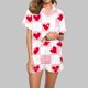 thumbnail image 2 of Pajama de Flanela de Mujer Conjuntos de Manga Larga Casual Día de San Valentín Impresión Superior con Bolsillo Y Pantalones Cortos a Juego, Poliéster Suave Salón Conjunto para la Relajación Diaria en, 2 of 5