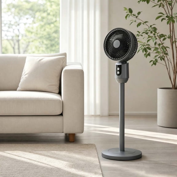 Standing Fan for Bedroom, 1190CFM Pedestal Fans Oscillating, Adjustable Floor Fan with DC Motor, 23dB Quiet, 12 Speeds, 12H Timer for Home Office- Gray