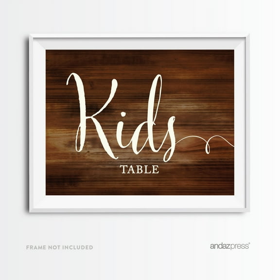 Kids Table Rustic Wood Wedding Party Signs