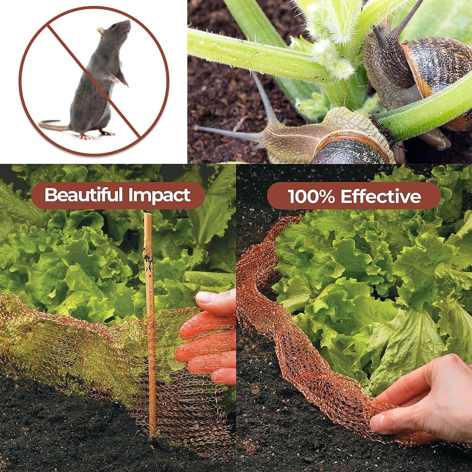 2 Rolls Copper Mesh Roll for Mice Rat 5in x 20ft Pure Copper Fill Fabric Hole Filler Flexible Copper Wool Mouse Trap for Bat Snail Bird Control Hole Blocking Gardening Sealing Water Opening