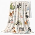 thumbnail image 2 of Watercolor Husky Dog Autumn Scene, Playful Pet Portrait Pattern, Warm Flannel Blanket for Living Room and Bedroom, Dog Lovers Halloween Gift, Pet Lover Home Decor, 2 of 9
