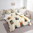 thumbnail image 2 of Homewish Cartoon Dog 7pcs Queen Bedding,Vintage Animal Theme Bedding Comforter Set Queen,Cream,Reversible, 2 of 8