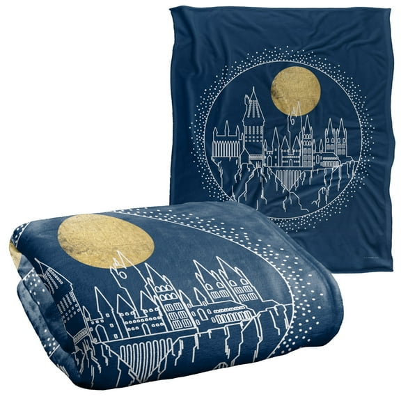 Harry Potter Blanket, 50' x 60', Hogwarts Full Moon Line Art, Silky Touch Super Soft Throw Blanket