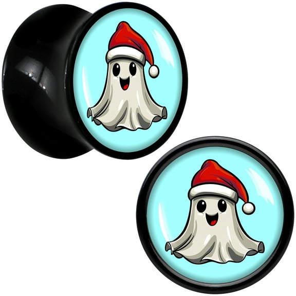 Body Candy 00 Gauge Holiday Christmas Spirit Ghost Black Acrylic Saddle Plug Set