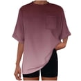 thumbnail image 2 of Zpanxa Womens Summer Tops, Women's Pocket Blouse Short Sleeve Round Neck Casual Loose Fit Solid Color Summer Top Fashion Ladies Shirt, 2 of 7