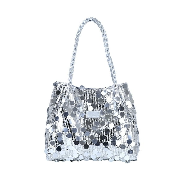 Silver Silver Sequin Fashion Handbag Large Capacity Shoulder Bag For Trendy And Casual Style 11.81X4.33X9.84 Inches