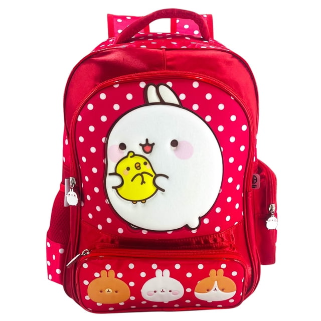 Mochila Escolar Primaria para Niñas Personaje Molang color Roja