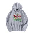thumbnail image 1 of WEAIXIMIUNG Chandails en Molleton Surdimensionnés pour Femmes Grande Taille Sweat à Capuche Décontracté Col Rond Poche Imprimé Verre de Noël, 1 of 3