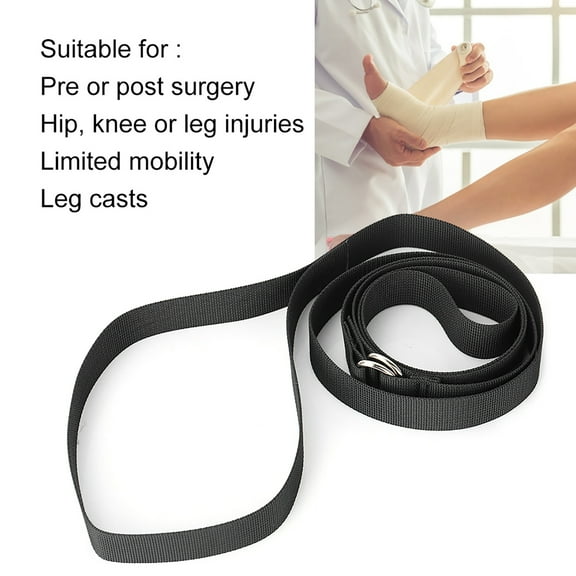 Zerodis Leg Lifter Strap (65 Inch) Hand Grip for Elderly, Disability, Nylon Leg Lifter Black