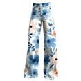 thumbnail image 4 of IDALL Wide Leg Pants Woman Lounge Pants Women Woman High Waist Floral Patterned Pants Lightweight Loose Fit Casual Colorful Trouser Imitation Jeans Baggy Pants High Waisted Pants Blue L, 4 of 4