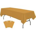 thumbnail image 1 of ORUYROP Plastic Gold Tablecloths 3 Pack Disposable Table Covers 54 x 108 Inch Golden Table Cloths for Fall Parties Harvest Graduations Anniversary Thanksgivings Weddings, Fits 6 to 8 Foot Rect, 1 of 7