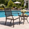thumbnail image 3 of Aoodor Patio Outdoor Dining Chairs Set of 2, Stackable Metal Chairs with Armrests and Cushions for Lawn, Garden, Yard, 3 of 8