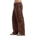thumbnail image 6 of Plus Size Mens Linen Loose Casual Lightweight Elastic Waist Plain Yoga Beach Pants with Pockets, 6 of 7