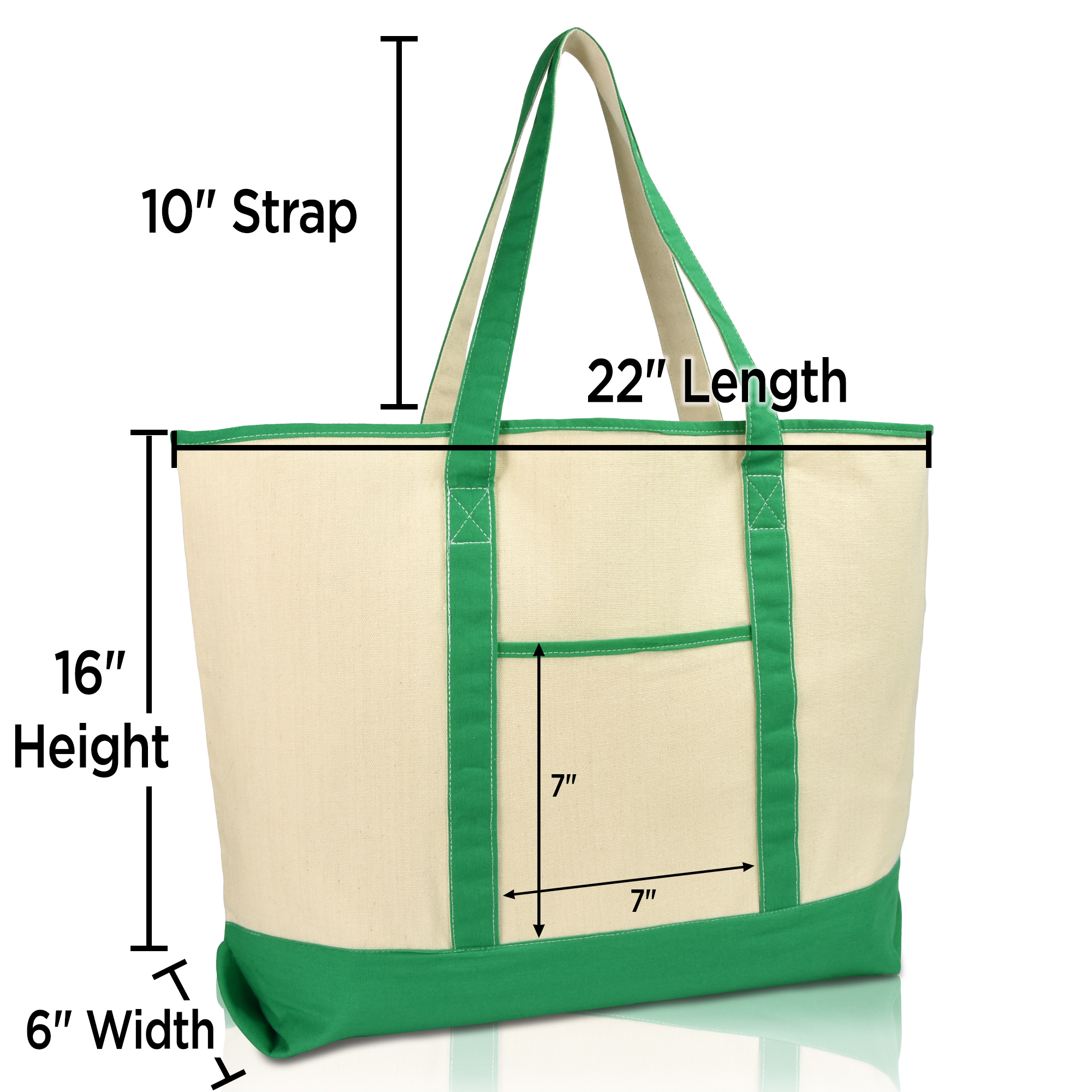 DALIX 22" Open Top Deluxe Tote Bag with Outer Pocket in Dark Green - image 3 of 5