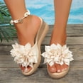 thumbnail image 5 of HomeDM Women's Wedge Slide Sandals Platform Open Toe Slip-On Mules Summer Beach Sandals, White Size 5.5, 5 of 6