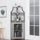 thumbnail image 2 of Aparador Esquinero Industrial para Bar – Botellero Desmontable, Soporte para Copas, Gran Espacio de Almacenamiento, Puerta de Malla, Buffet para Comedor, Sala o Cocina – Color Gris, 2 of 7