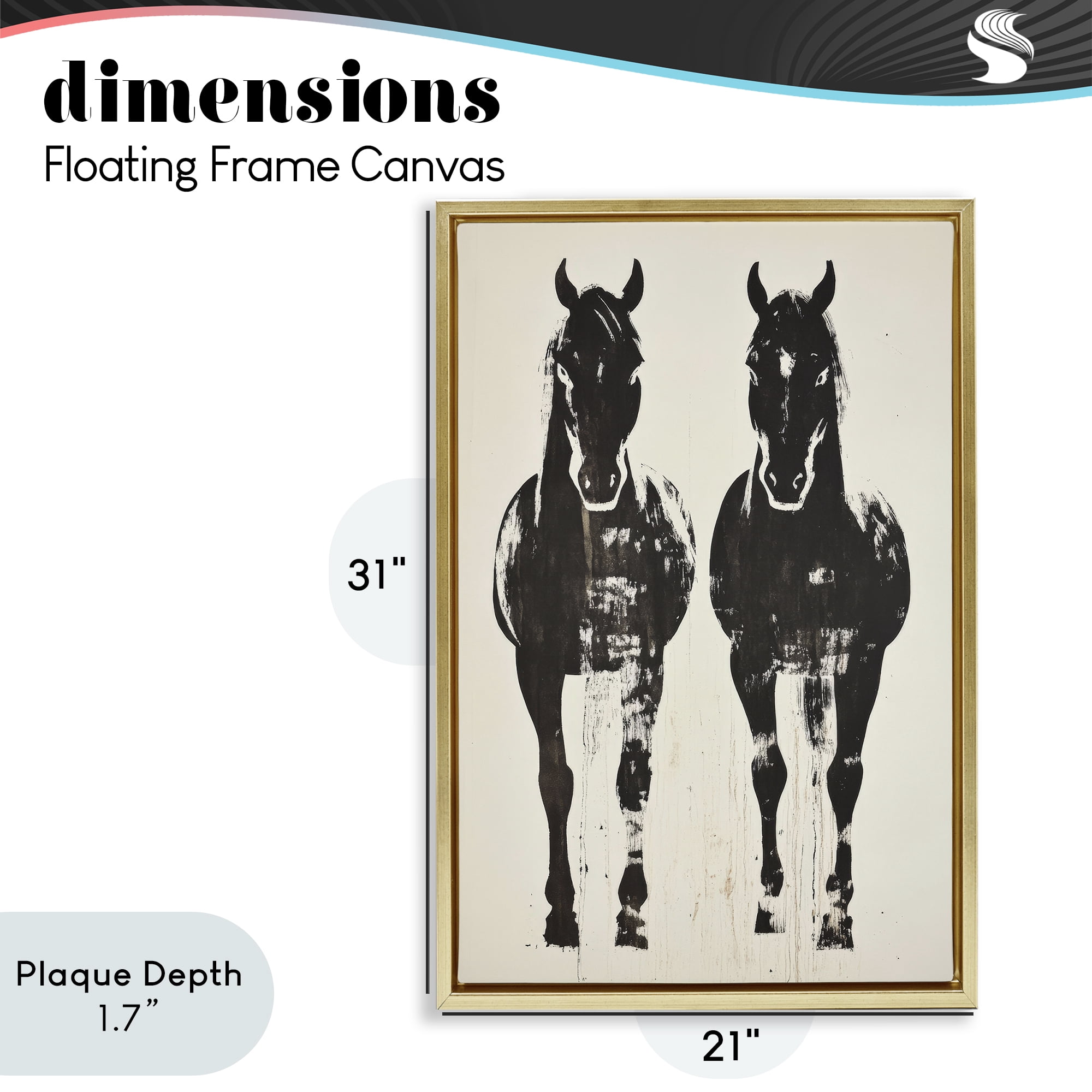 Stupell Industries Silhouetted Horse Couple Gold Framed Floater Canvas Wall Art, design by Petal Prints Design